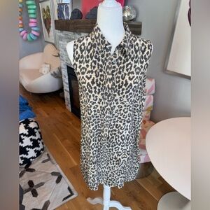 Equipment leopard print sleeveless shirt dress size M